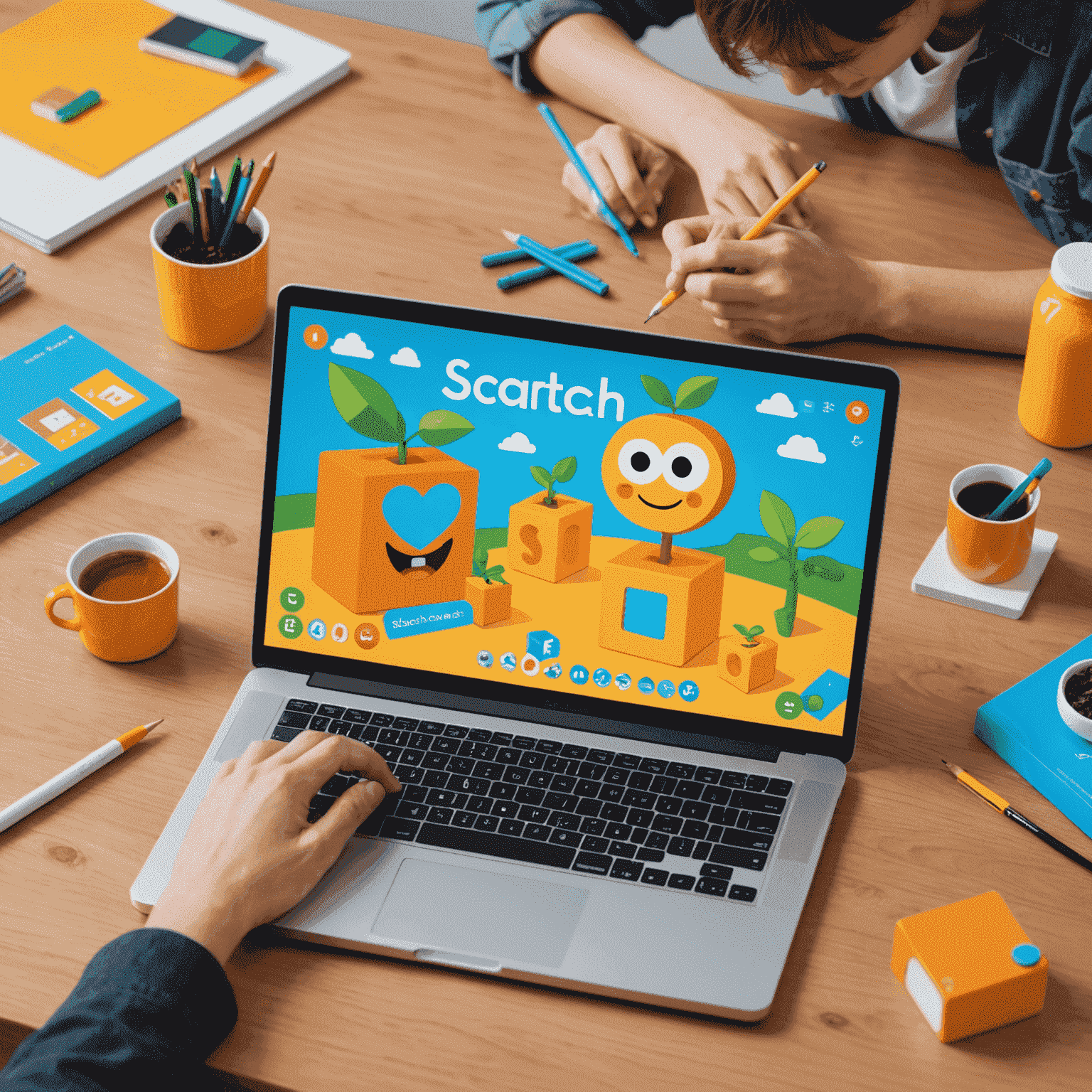 Пошаговая инструкция создания первого проекта в Scratch с выделенными блоками кода